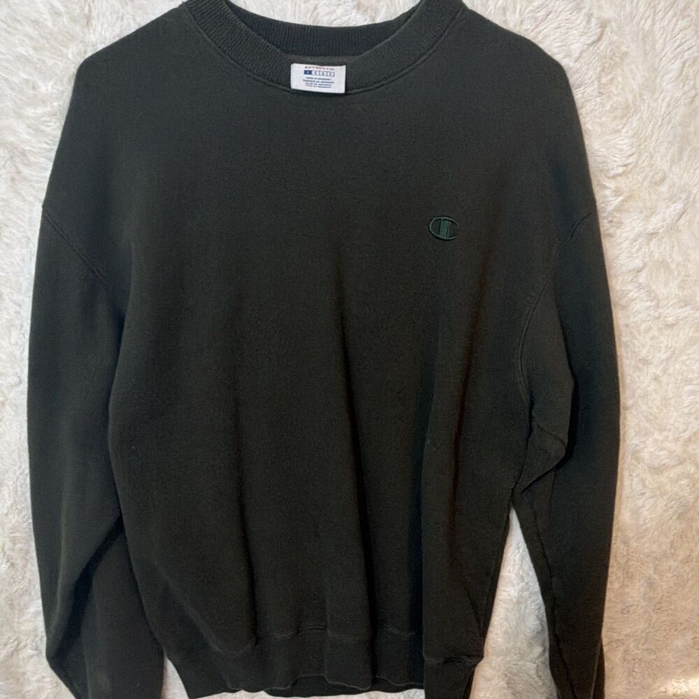 Champion Eco Authentic Men’s Large Dark Olive Green Logo Crewneck Sweatshirt